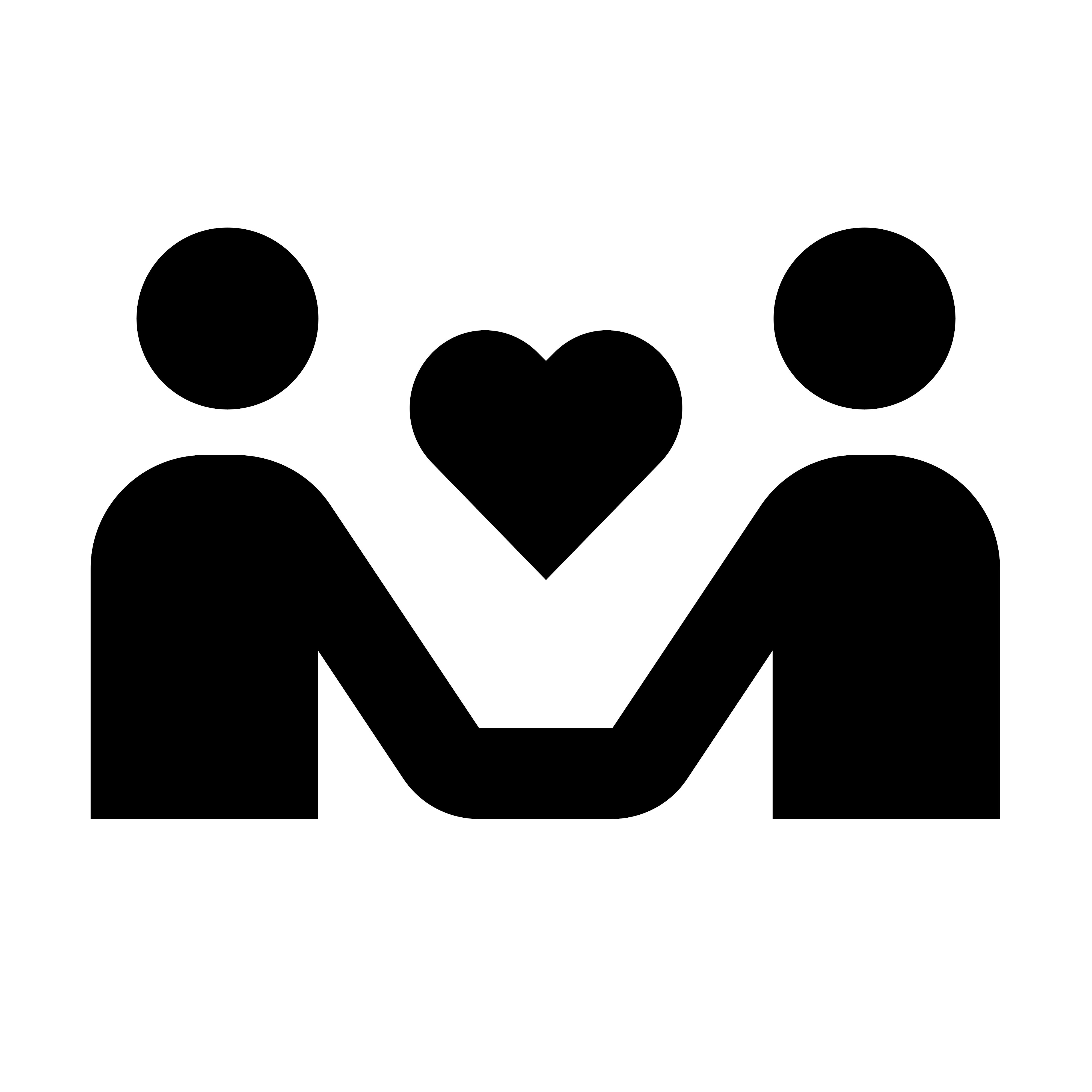 Two people with a heart between them icon